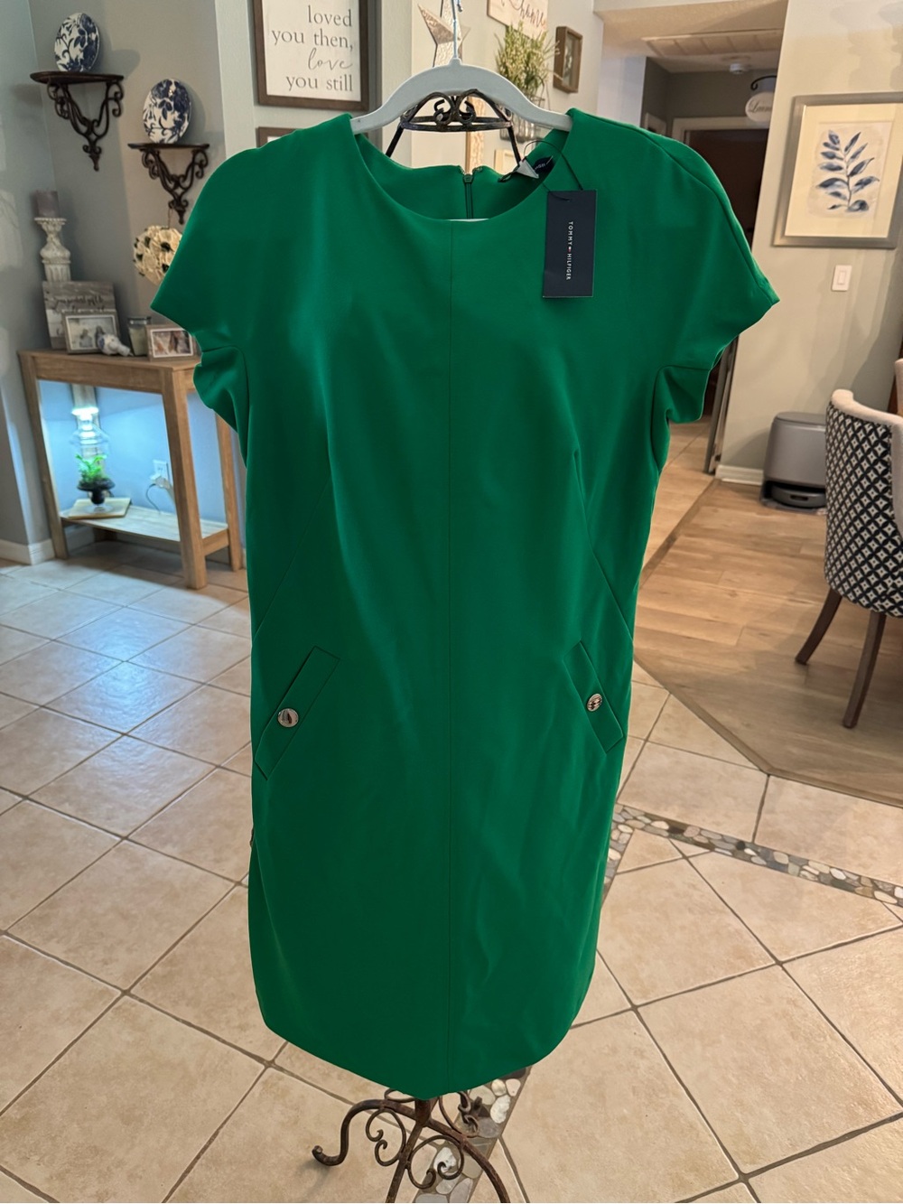 NWT Tommy Hilfiger Emerald Green Sheath Dress Size 8 Cap Sleeve Career $119